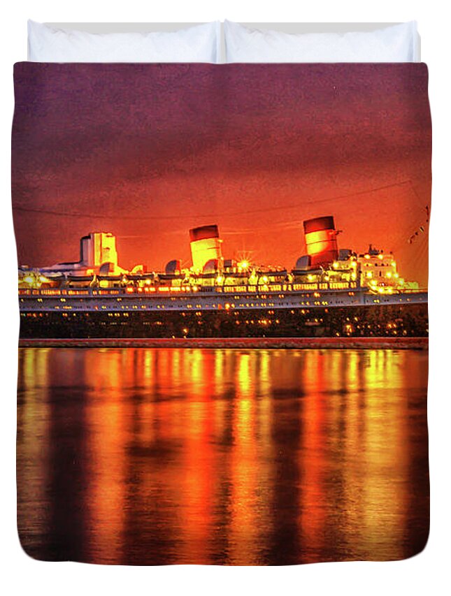 Queen Mary Duvet Cover featuring the photograph The Queen Mary by Robert Hebert