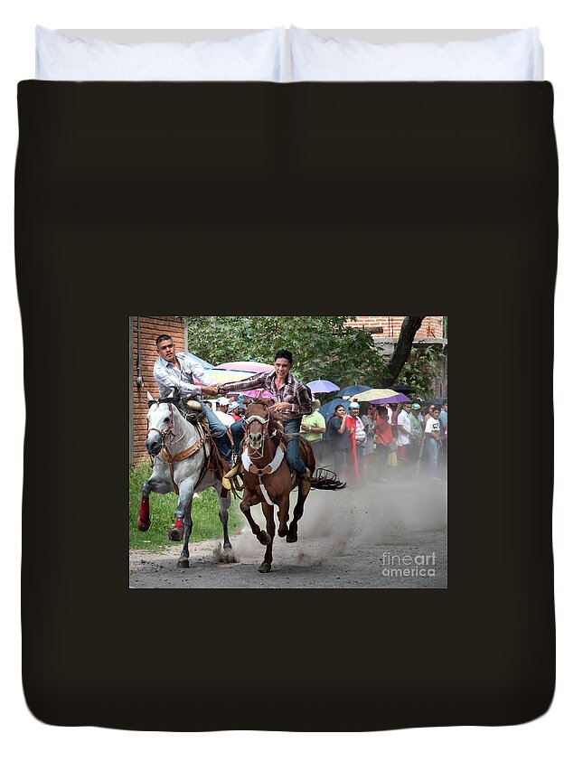 Race Duvet Cover featuring the photograph The Race by Barry Weiss
