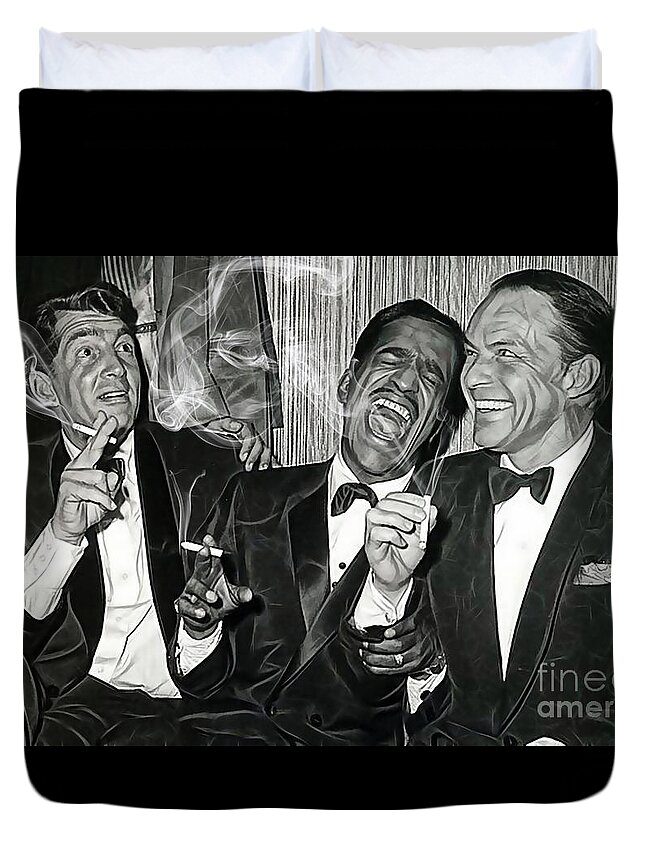 Frank Sinatra Duvet Cover featuring the mixed media The Rat Pack Collection by Marvin Blaine