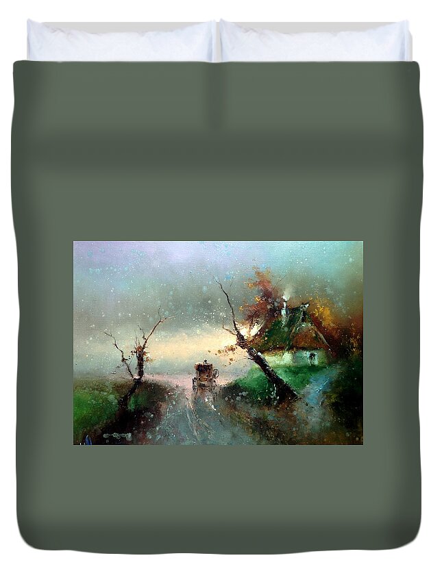 Russian Artists New Wave Duvet Cover featuring the painting The Rays of the Morning Sun by Igor Medvedev