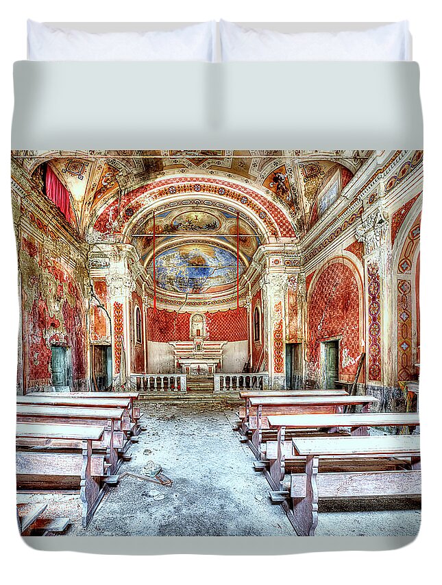 Enrico Pelos Duvet Cover featuring the photograph THE RED CHURCH - LA CHIESA DI S ANNA alle TAGLIATE by Enrico Pelos