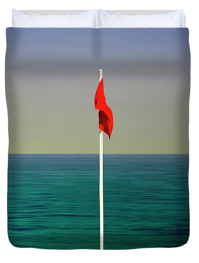 Nag004423 Duvet Cover featuring the photograph The Red Flag by Edmund Nagele FRPS