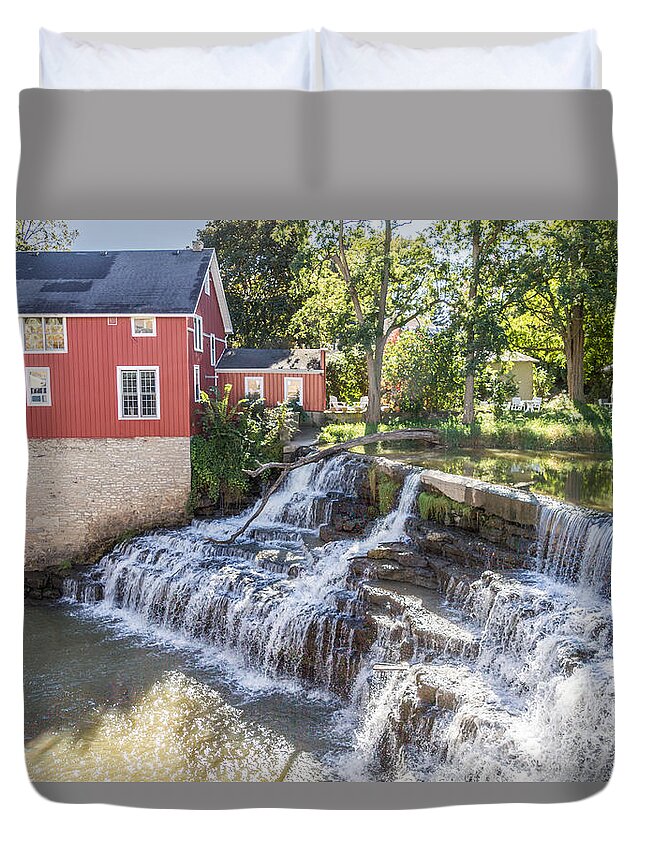 Honeoye Falls Duvet Cover featuring the photograph The Red Mill by William Norton