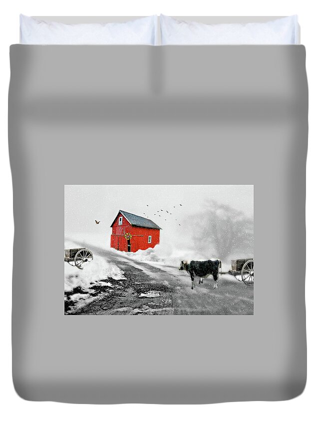 Connecticut Landscape Duvet Cover featuring the photograph The Red Red Barn by Diana Angstadt