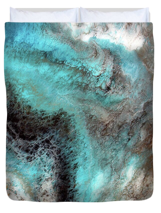 Ocean Duvet Cover featuring the painting The Reef by Tamara Nelson