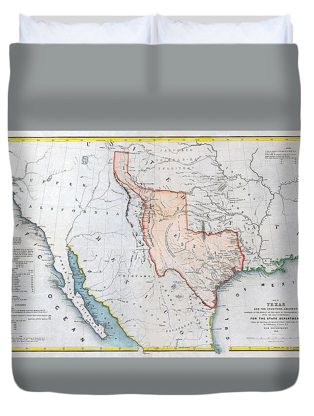 Texas Duvet Cover featuring the digital art The Republic of Texas, 1844 by Texas Map Store