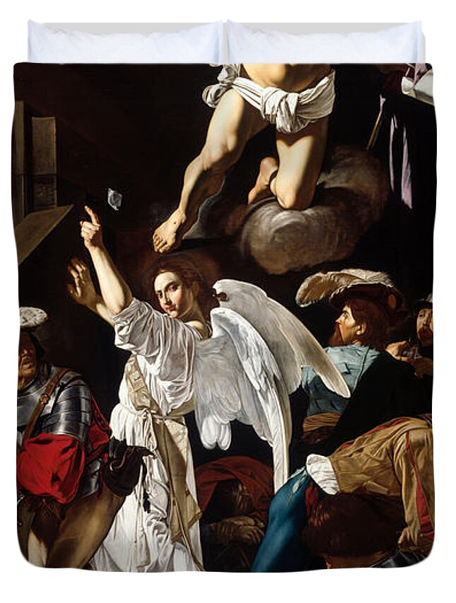 Cecco Del Caravaggio Duvet Cover featuring the painting The Resurrection by Cecco del Caravaggio