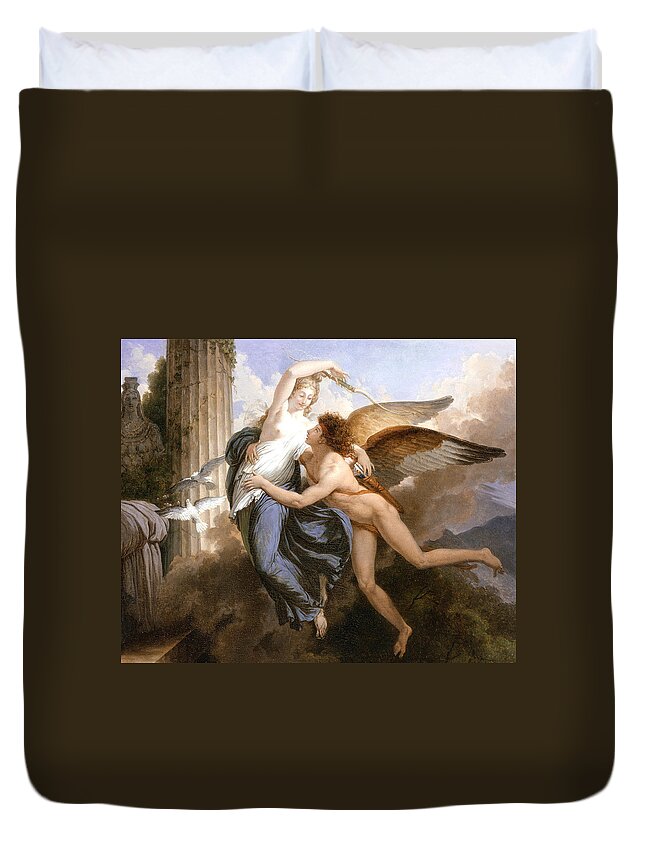 Cupid And Psyche Duvet Cover featuring the painting The Reunion of Cupid and Psyche by Jean Pierre Saint-Ours