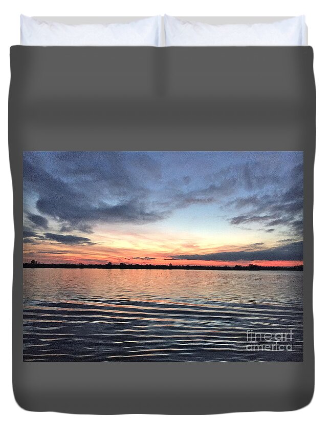 Sunset Duvet Cover featuring the photograph The Ripple Effect by Barbara Plattenburg