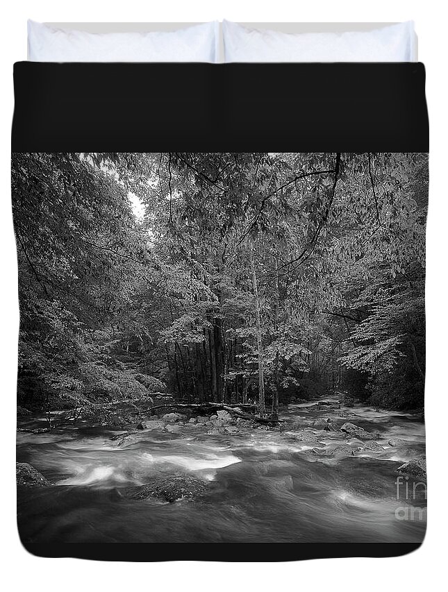 River Duvet Cover featuring the photograph The River Forges On by Mike Eingle