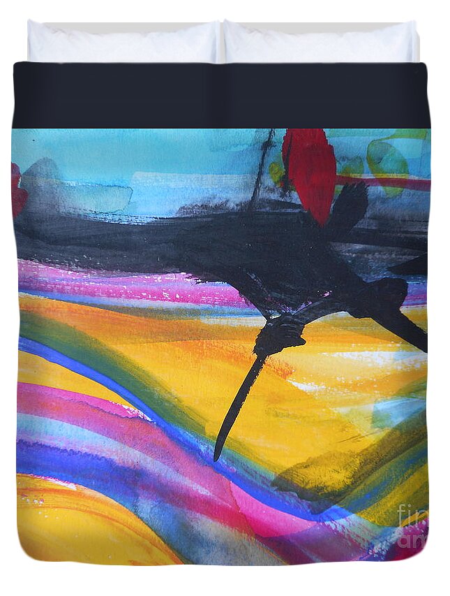 Abstract Paintings Duvet Cover featuring the painting The Road by Katerina Stamatelos