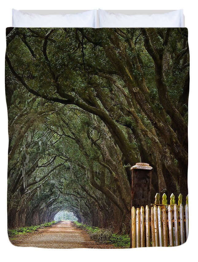 Road Duvet Cover featuring the photograph The Road to Evergreen Plantation by Mitch Spence
