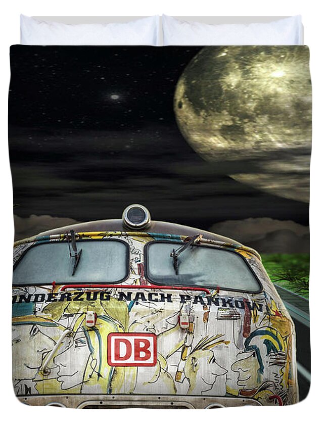 Bus Duvet Cover featuring the digital art The Road Trip by Digital Art Cafe