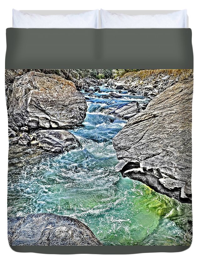 River Duvet Cover featuring the photograph The Rock Face by Michael Brungardt