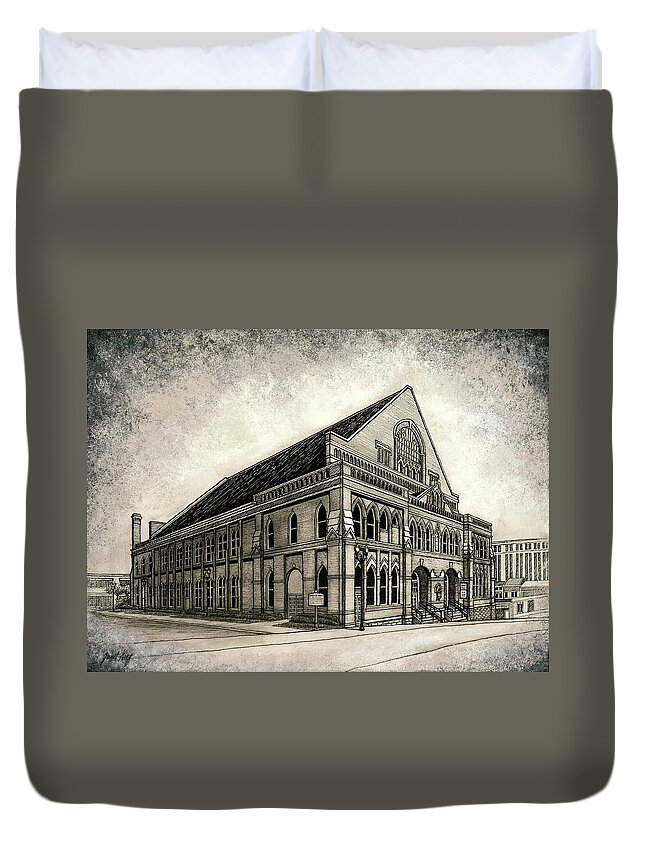 Architecture Duvet Cover featuring the drawing The Ryman by Janet King