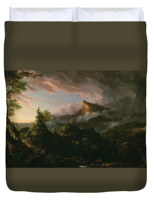 Thomas Cole Duvet Cover featuring the painting The Savage State by Thomas Cole