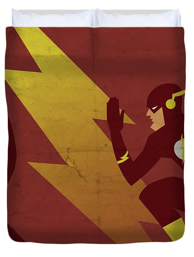Fast Duvet Cover featuring the digital art The Scarlet Speedster by Michael Myers
