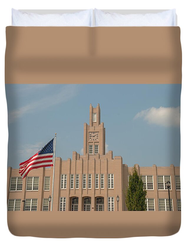 Campus Duvet Cover featuring the photograph The School on the Hill by Mark Dodd