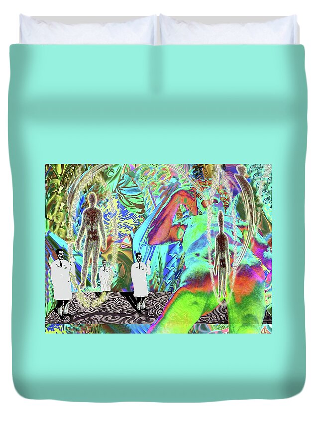 Spiritual Psychedelic Pop Duvet Cover featuring the digital art The Science of the Spirit by Andrew Chambers