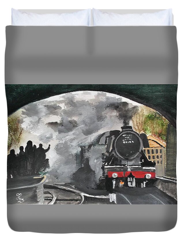 Flying Scotsman Duvet Cover featuring the painting The Scotsman by Carole Robins