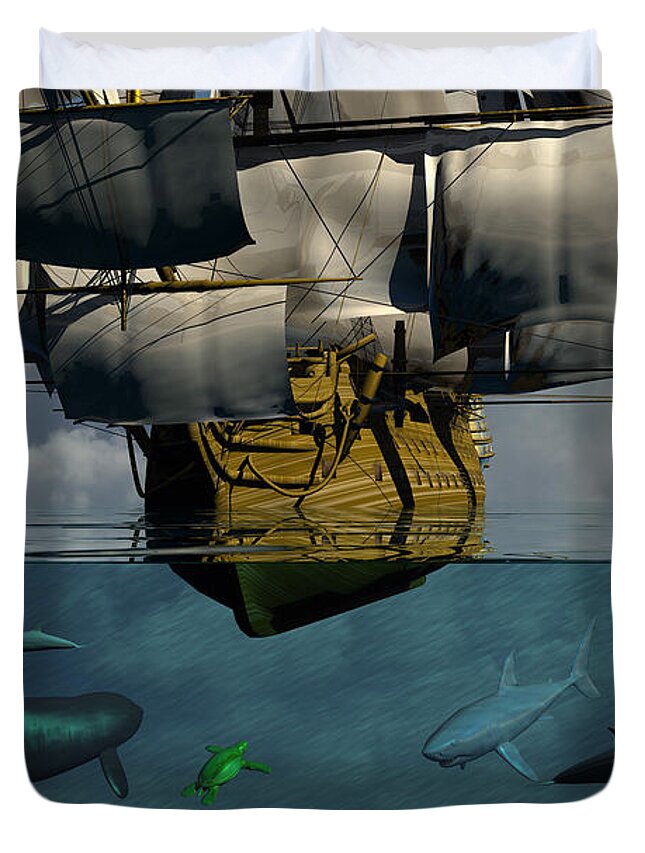 Bryce 3d Fantasy Duvet Cover featuring the digital art The sea was like glass by Claude McCoy