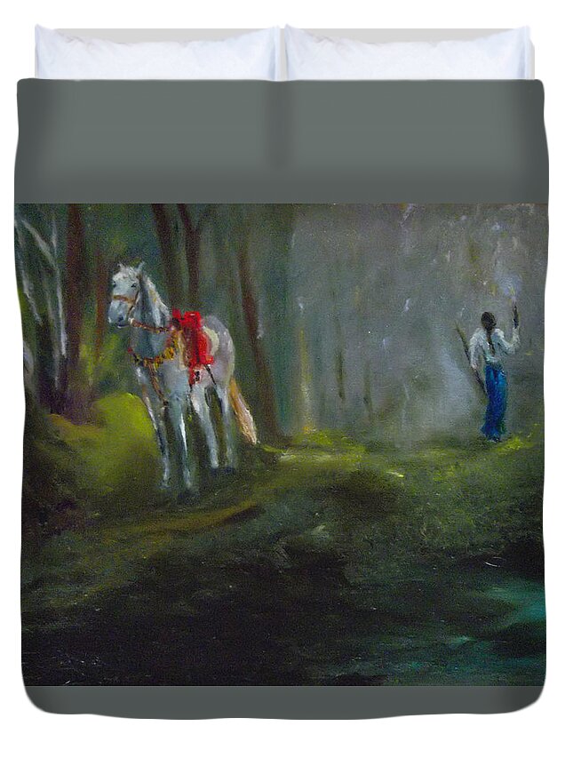 Horse Duvet Cover featuring the painting The Seeker II by Susan Esbensen