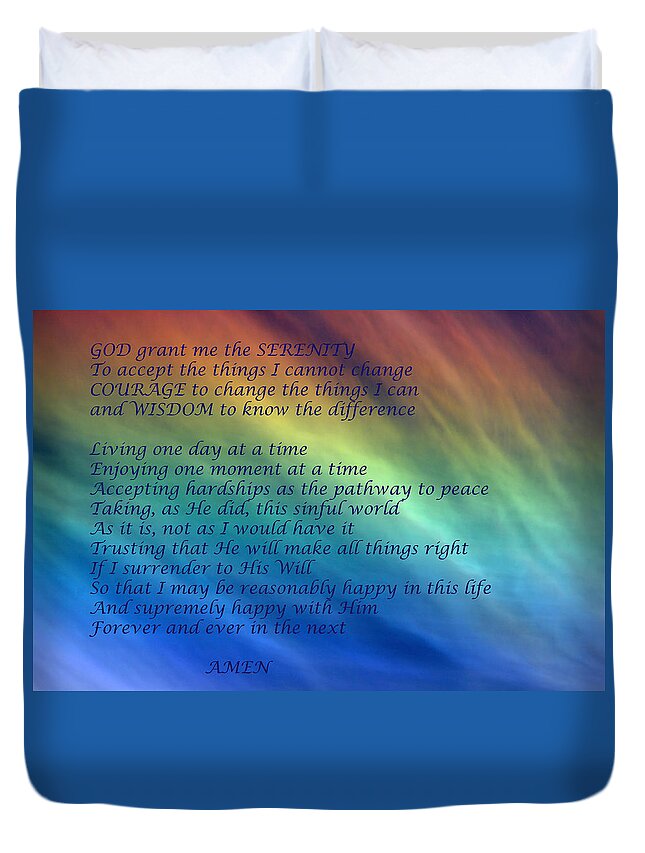 The Serenity Prayer Duvet Cover featuring the photograph The Serenity Prayer by Debbie Oppermann