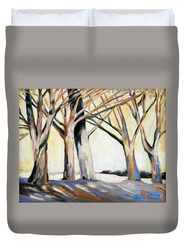 Landscape Duvet Cover featuring the painting The Shadows by Caroline Patrick