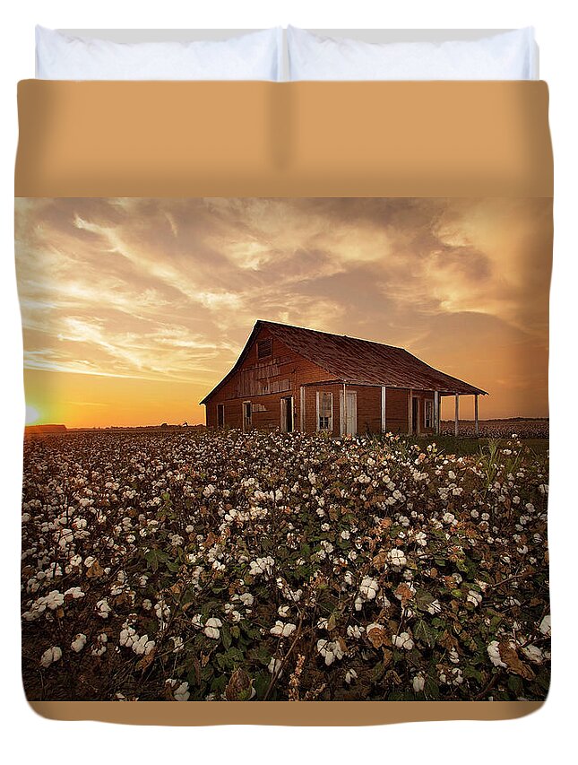 Cotton Duvet Cover featuring the photograph The Sharecropper Shack by Eilish Palmer