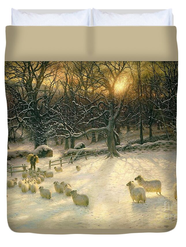 Winter Duvet Cover featuring the painting The Shortening Winters Day is Near a Close by Joseph Farquharson