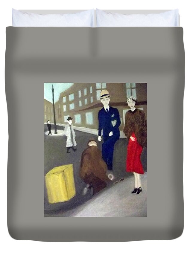 Posh Duvet Cover featuring the painting The Social Divide by Peter Gartner
