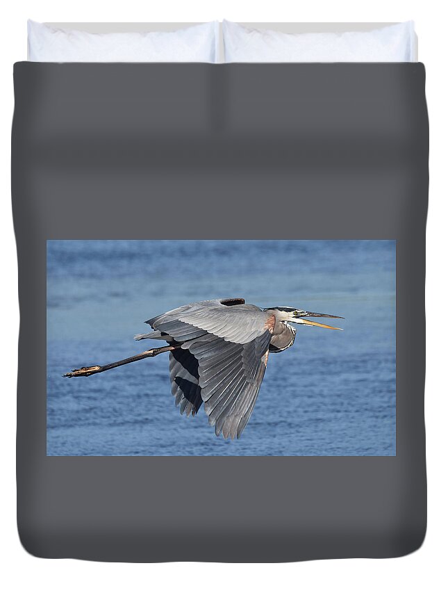 Heron Duvet Cover featuring the photograph The Squawker by Jim Bennight