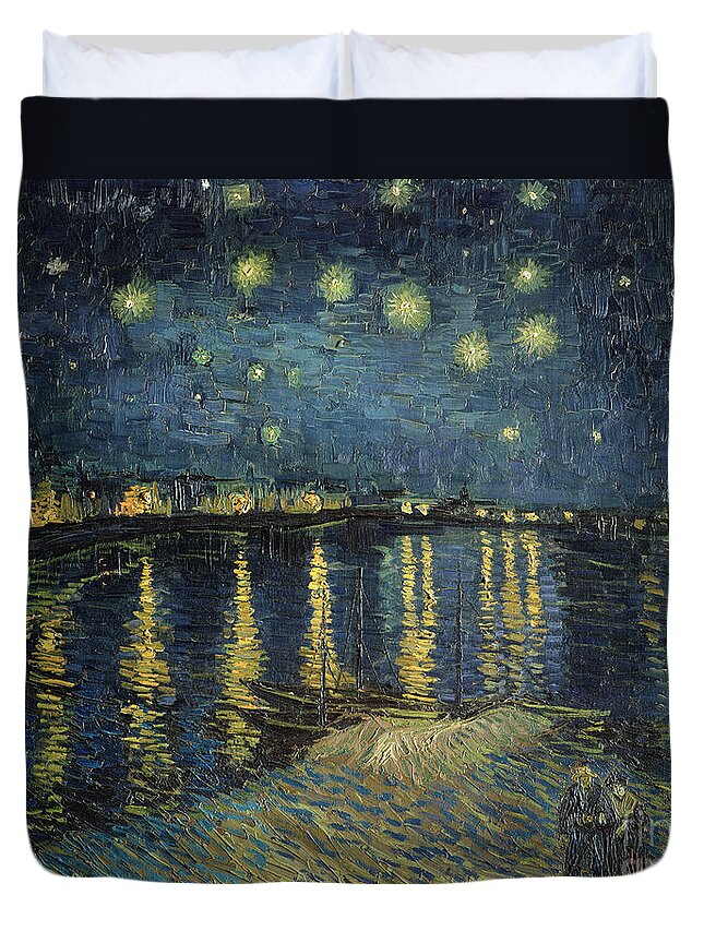 The Duvet Cover featuring the painting The Starry Night by Vincent Van Gogh