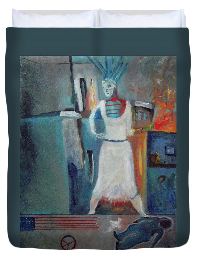 Lady Liberty Duvet Cover featuring the painting The State of Liberty by Susan Esbensen