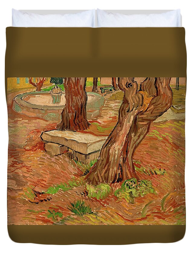 The Stone Bench In The Asylum At Saint Remy Duvet Cover For Sale