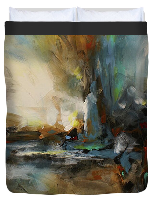 Abstract Duvet Cover featuring the painting The Storm by Michael Lang