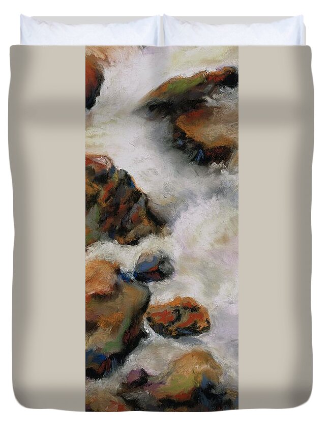 Water Duvet Cover featuring the painting The Stream Runs Through It by Frances Marino