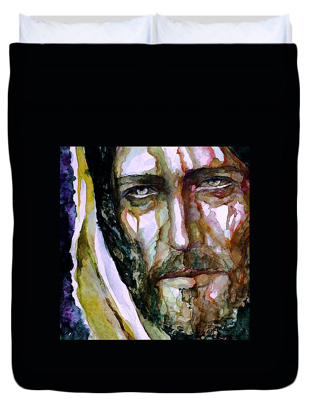 Jesus Duvet Cover featuring the painting The Suffering God 3 by Laur Iduc