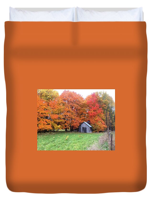 Fall Duvet Cover featuring the photograph The Sugar Shack by Pat Purdy