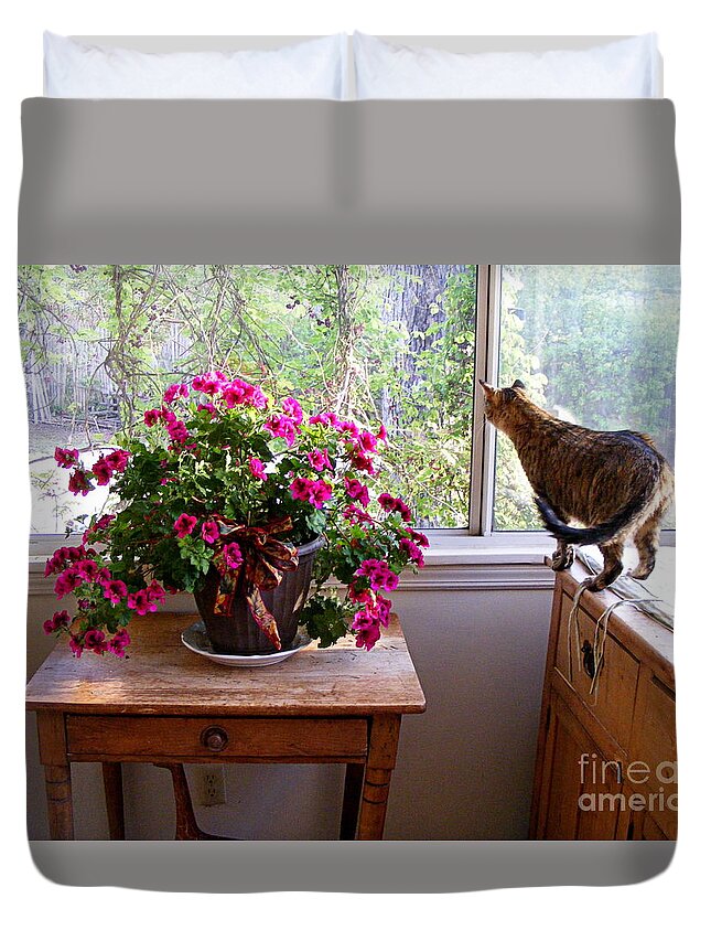 Photography Duvet Cover featuring the photograph The Sunroom in April by Nancy Kane Chapman