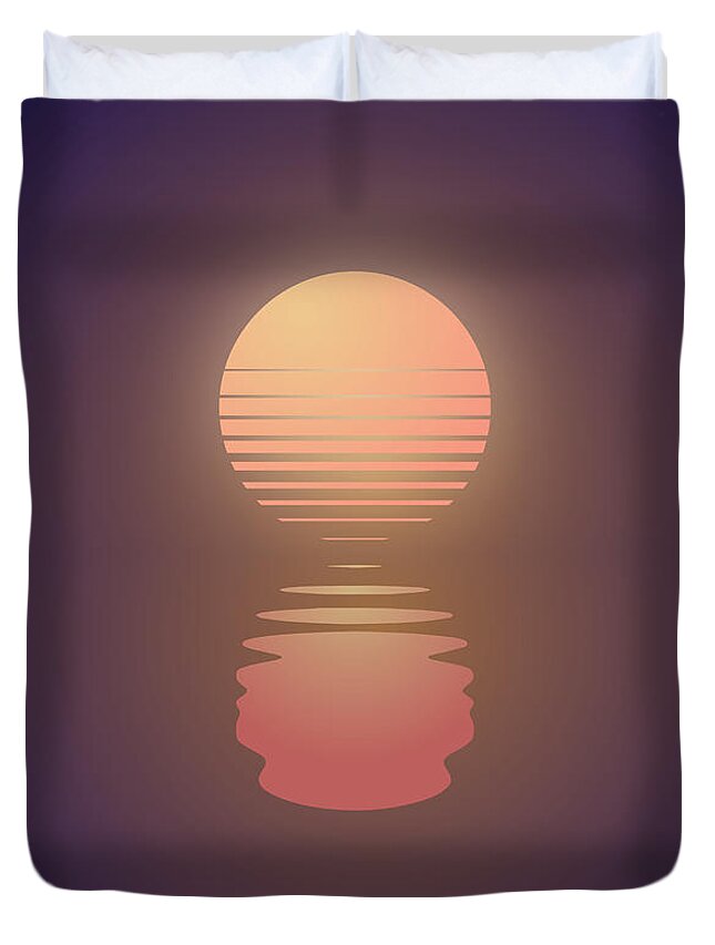 Outrun Duvet Cover featuring the digital art The Suns of Time by Jennifer Walsh