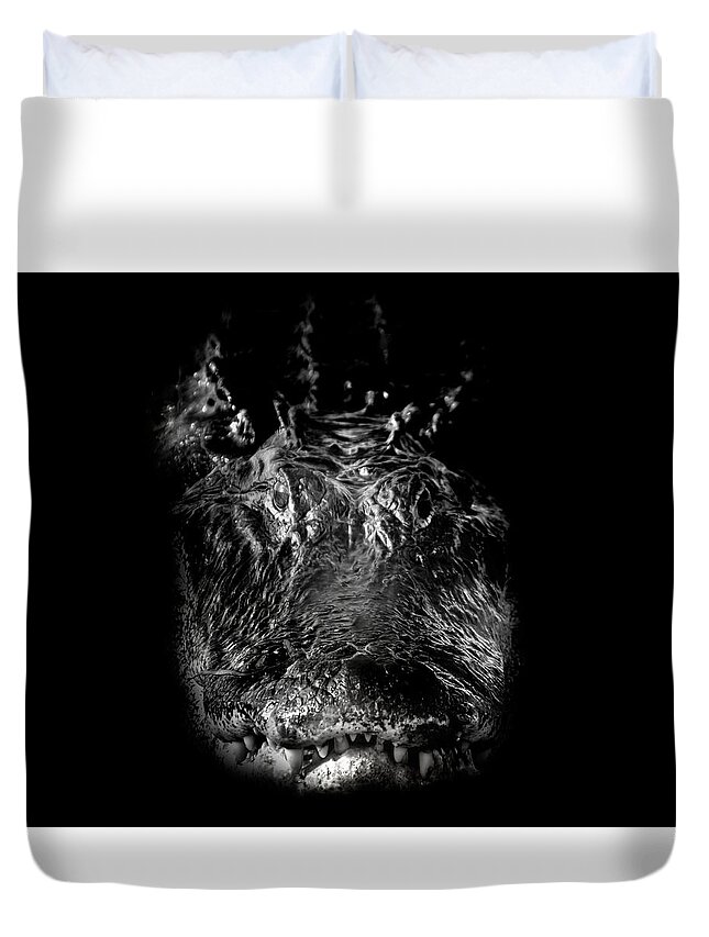 Alligator Duvet Cover featuring the photograph The Swamp King by Mark Andrew Thomas