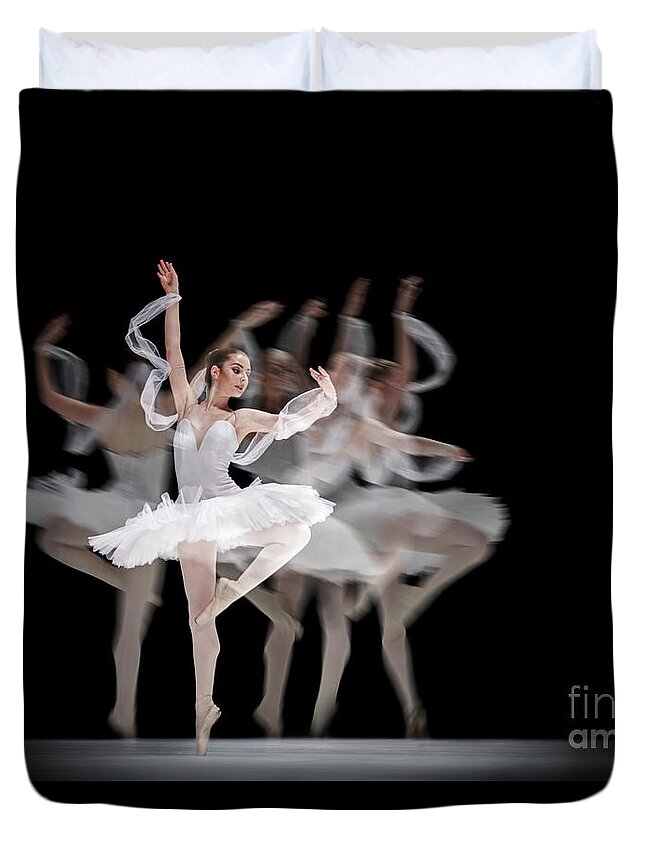 Ballet Duvet Cover featuring the photograph The Swan Ballet dancer by Dimitar Hristov