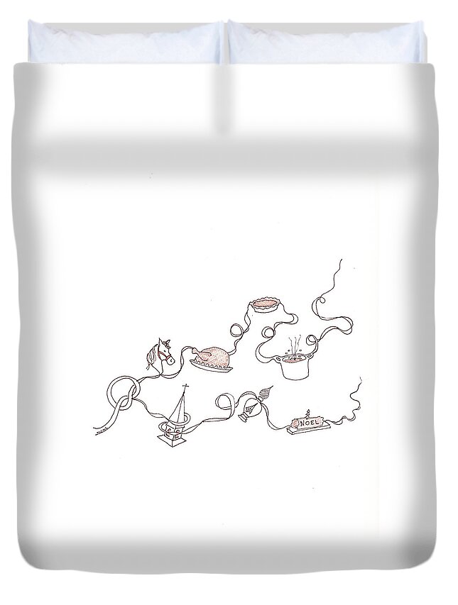 Stonefileld Duvet Cover featuring the drawing The Sweet Smells of Christmas by Mary Ellen Mueller Legault
