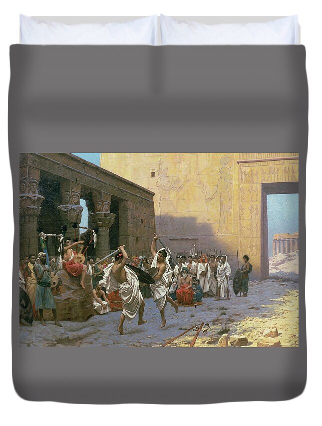 The Duvet Cover featuring the painting The Sword Dance by Jean Leon Gerome