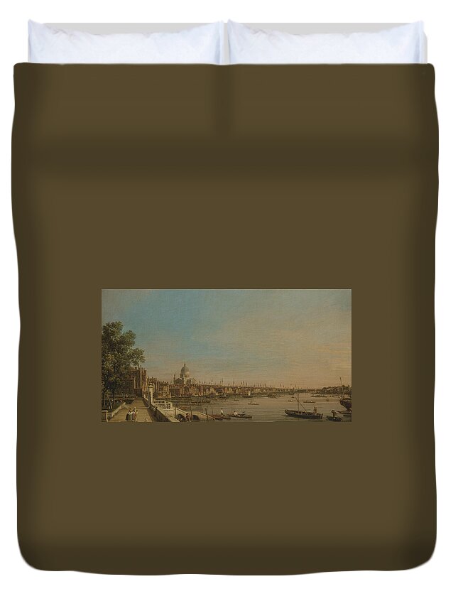18th Century Art Duvet Cover featuring the painting The Thames from the Terrace of Somerset House, Looking toward St. Paul's by Canaletto