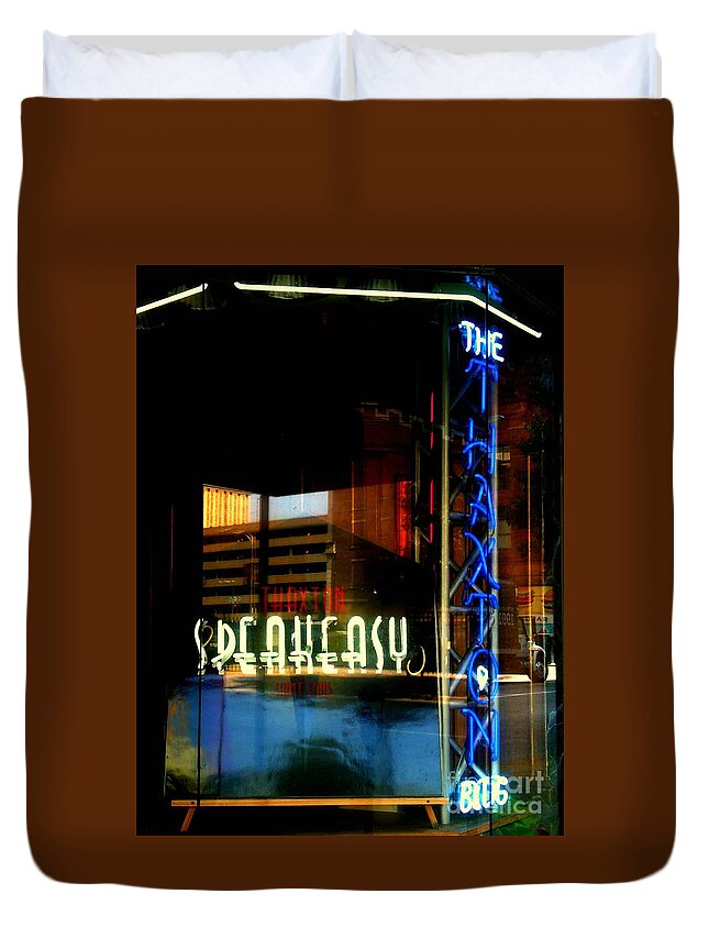  Duvet Cover featuring the photograph The Thaxton Speakeasy by Kelly Awad