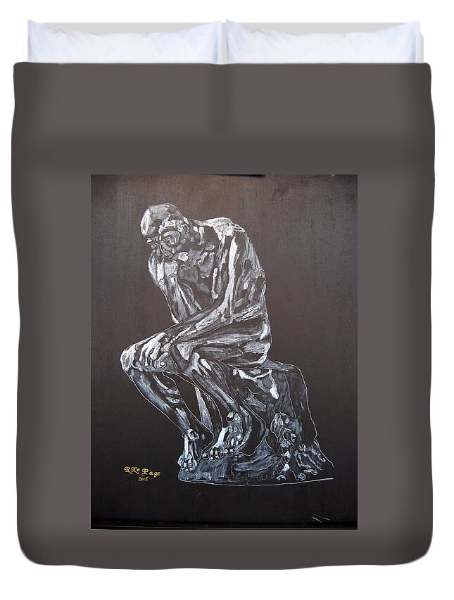 The Thinker Duvet Cover featuring the painting The Thinker by Richard Le Page