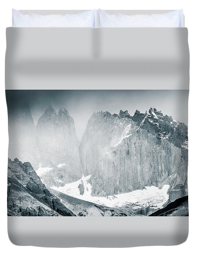 Patagonia Duvet Cover featuring the photograph The Towers by Andrew Matwijec
