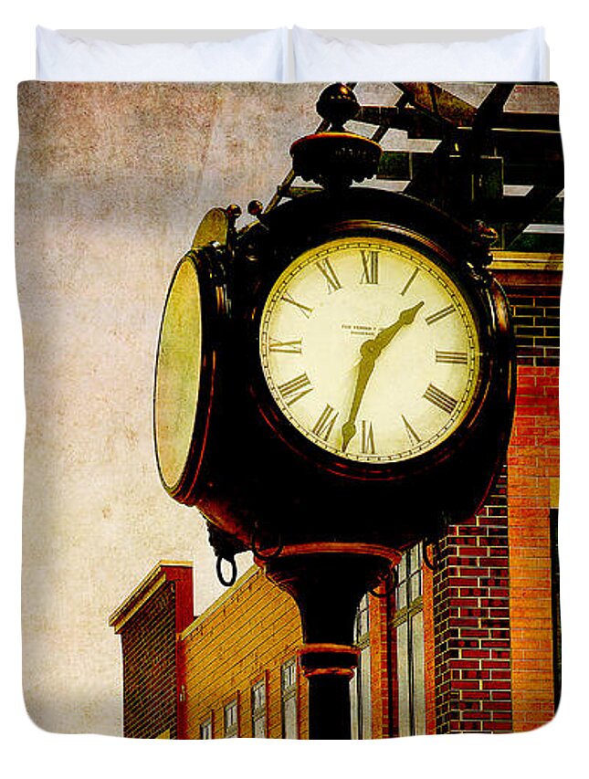 Time Duvet Cover featuring the photograph the Town Clock by Milena Ilieva